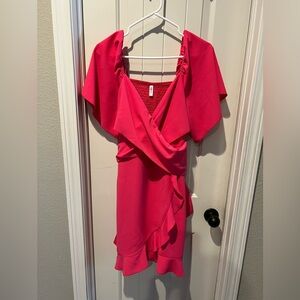 Pink Asymmetrical Ruffled dress women’s XL